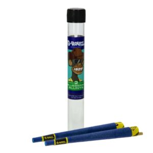 Blunt pré-roulé G-Rollz Army of Apes Myrtille par 2, en chanvre naturel sans tabac ni nicotine, avec tube de protection.